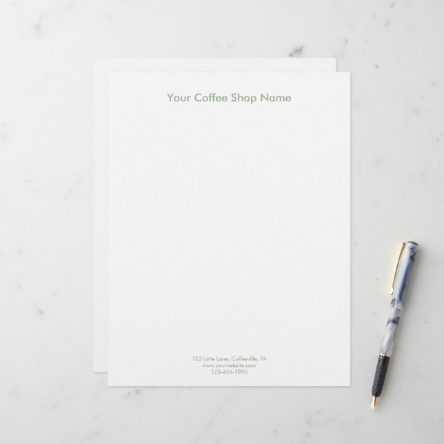 Modern Simple Sage Green Personalized Business Letterhead (Front/Back In Situ)