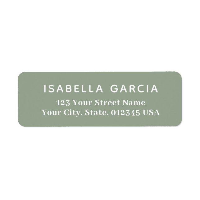 Modern Simple Sage Green Return Address Label (Front)