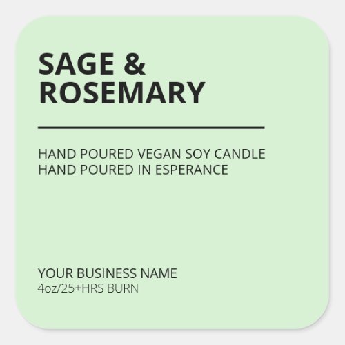 Modern Simple Sage Green Soy Candle Labels