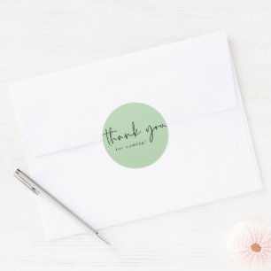 Modern Simple Sage Green Thank You for Coming Classic Round Sticker