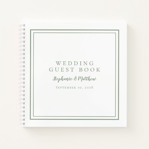 Modern Simple Sage Green Wedding Budget Guest Book