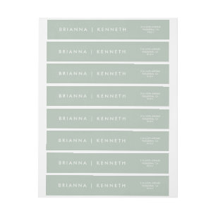 Modern Simple Sage with White Lettering Wedding Wrap Around Label