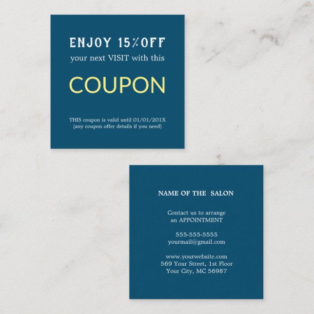 Modern Simple Salon Discount Coupon (Front/Back)