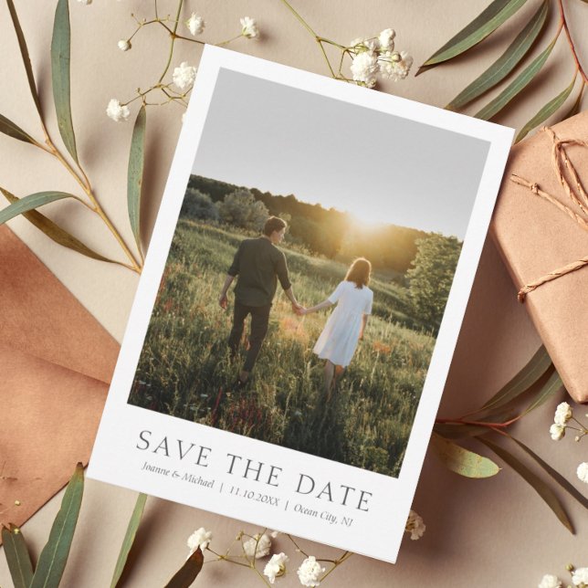 Modern Simple Save The Date Photo Card QR code