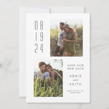 Modern Simple Save The Date Photo Collage by thepixelprojekt at Zazzle