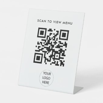 Modern Simple Scan QR Code Menu Business Pedestal Sign | Zazzle