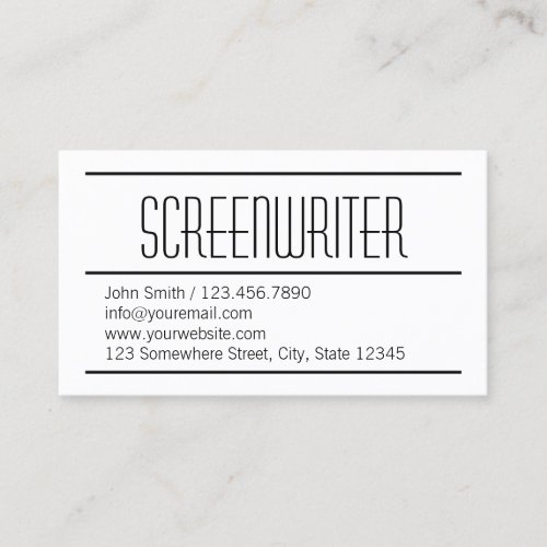 Modern Simple Screenwriter Business Card