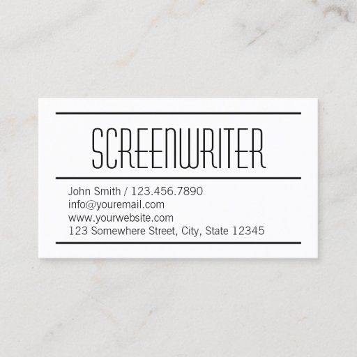 Customizable Modern Simple Screenwriter Business Card