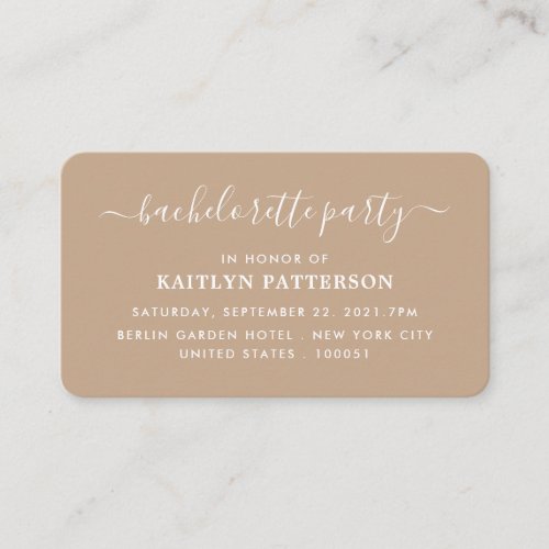 Modern Simple Script Bachelorette Party Ticket Enclosure Card