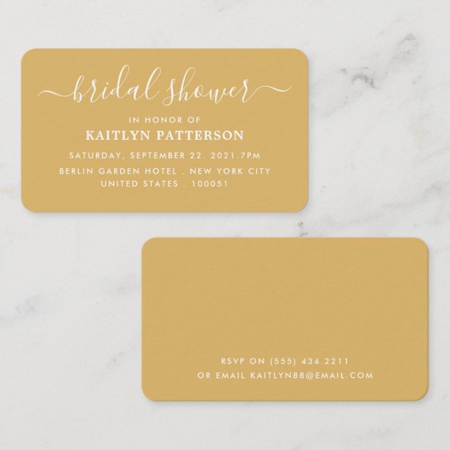 Modern Simple Script Bridal Shower Ticket Invite (Front/Back)
