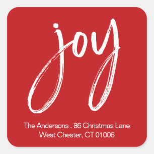 Modern Simple Script Christmas Return Address Square Sticker