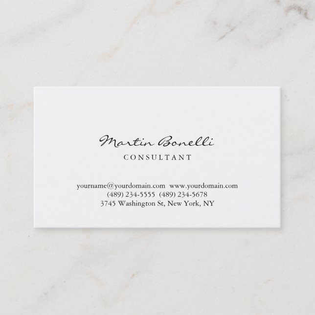 Modern Simple Script Consultant Business Card (Front)