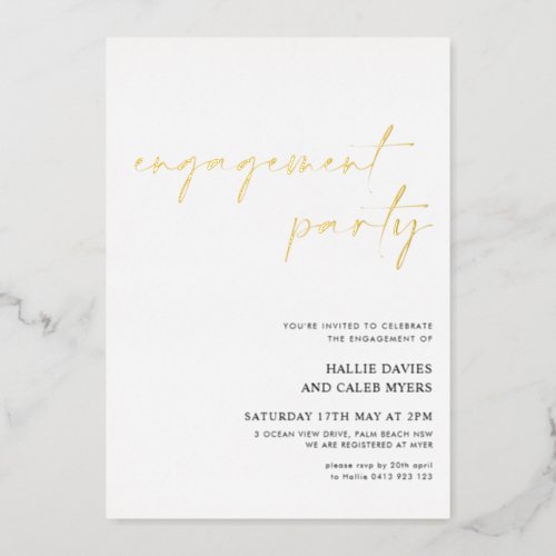 Modern Simple Script Foil Engagement Party Foil Invitation