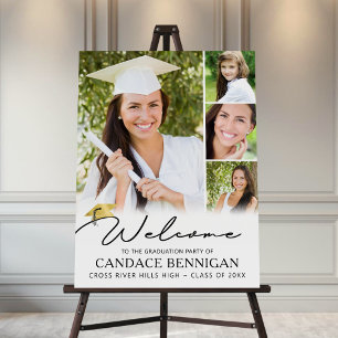 Modern Simple Script Graduate Welcome 4 Photo Foam Board