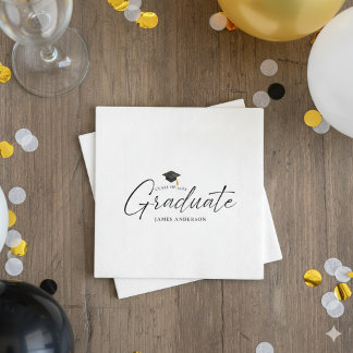 Modern Simple Script Graduation Party Napkins