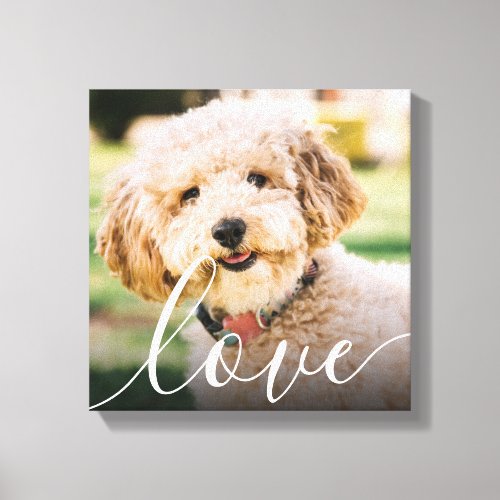 Modern Simple Script Love Pet Photo Memorial Canvas Print