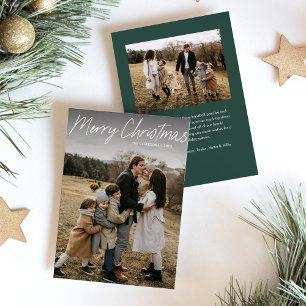 Modern Simple Script Merry Christmas 2 Photo Holiday Card