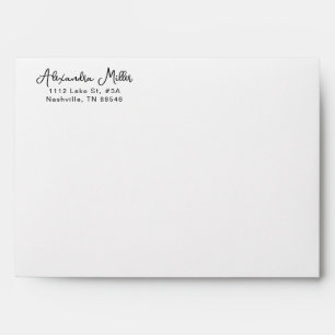 Modern Simple Script Monogram Name Left Aligned Envelope