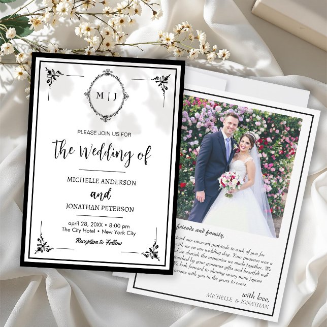 Modern Simple Script Monogram Photo Wedding  Save The Date (Creator Uploaded)