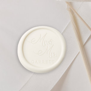 Modern Simple Script Mr. & Mrs. Name Monogram Wax Seal Sticker