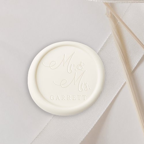 Modern Simple Script Mr  Mrs Name Monogram Wax Seal Sticker