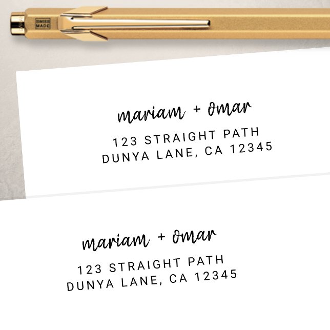 Modern Simple Script Name Wedding Return Address Label (Creator Uploaded)