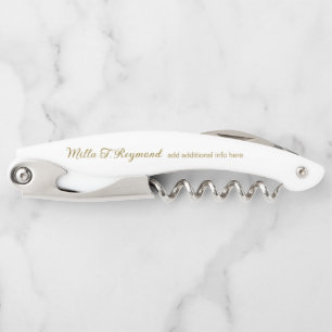 Modern Simple Script Name White Waiter's Corkscrew