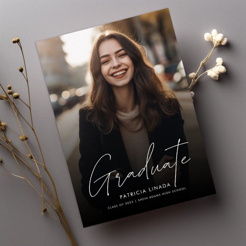 Modern Simple Script Overlay Photo 2023 Graduation Announcement