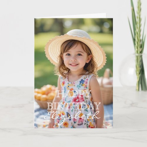 Modern Simple Script Photo Birthday Greeting Card