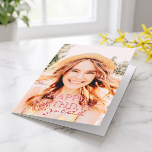 Modern Simple Script Photo Birthday Greeting Card