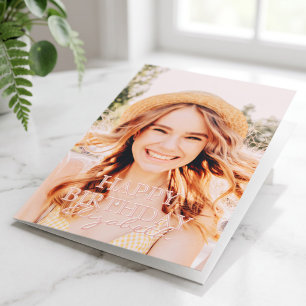Modern Simple Script Photo Birthday Greeting Card