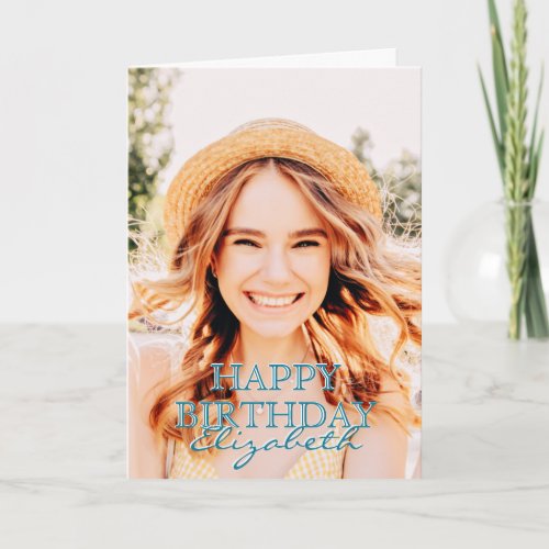 Modern Simple Script Photo Birthday Greeting Card