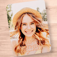 Modern Simple Script Photo Birthday Greeting