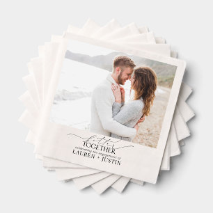 Modern Simple Script Photo Engagement Party Napkins