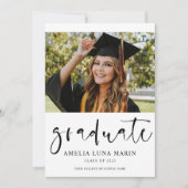 Modern Simple Script Photo Graduation Invitation (Front)
