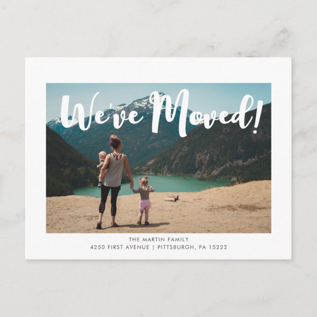 Modern Simple Script Photo Moving Announcement Postcard (Front)