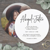Modern Simple Script & Photo Unique Round Wedding