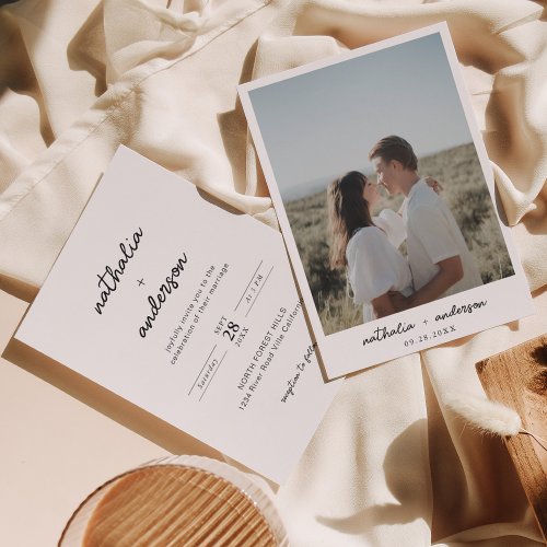 Modern Simple Script Photo Wedding Invitation