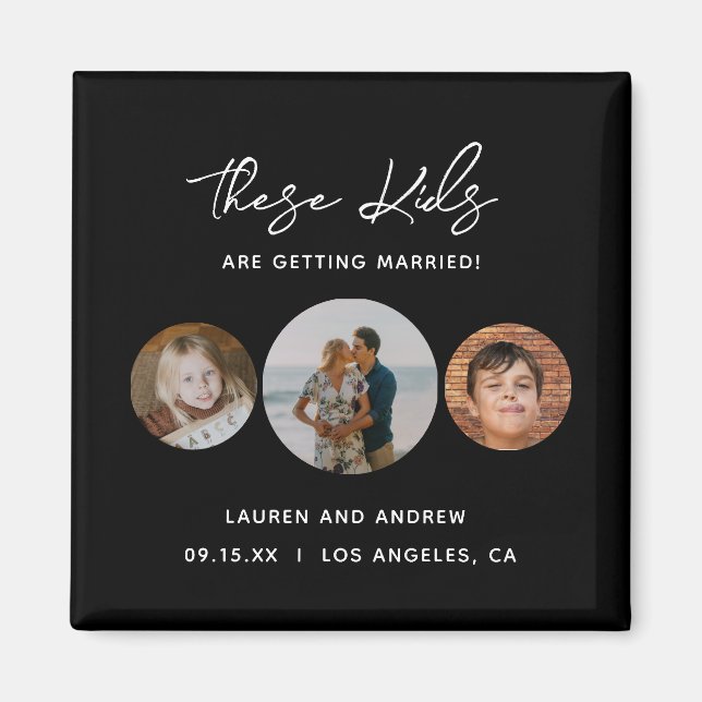 Modern Simple Script Photo Wedding Save The Date Magnet (Front)