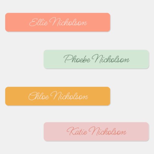 Modern Simple Script Pink Girly Waterproof Name Labels