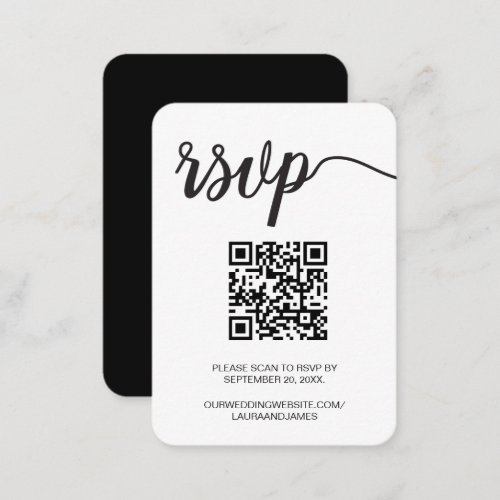 Modern Simple Script RSVP QR code Wedding Website Enclosure Card