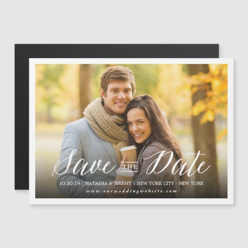 Modern Simple Script Save The Date Photo Magnetic