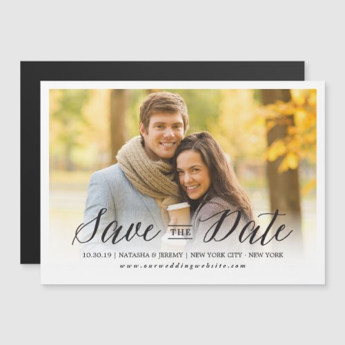 Modern Simple Script Save The Date Photo Magnetic Invitation