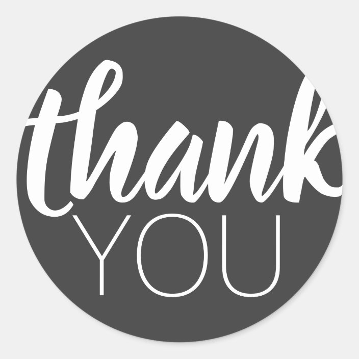 Modern Simple Script Thank You Black Classic Round Sticker | Zazzle.com