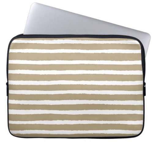 Modern Simple Sepia Tan Stripes Laptop Sleeve
