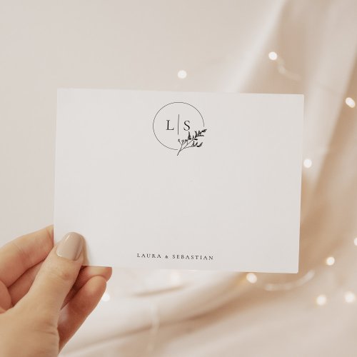 Modern Simple Serif Monogram Couple Stationery Note Card