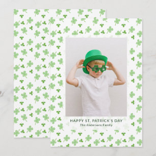 Modern Simple Shamrock St. Patrick's Day Photo Holiday Card