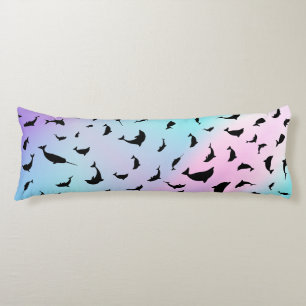 Modern Simple shark whale fish rainbow gradient  Body Pillow