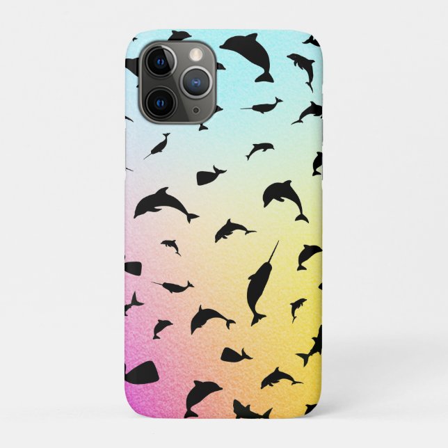 Modern Simple shark whale fish rainbow gradient  Case-Mate iPhone Case (Back)