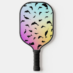 Modern Simple shark whale fish rainbow gradient  Pickleball Paddle